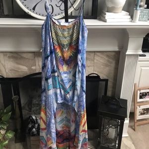 CAMILLA embellished strapless high low silk dress - sz US M